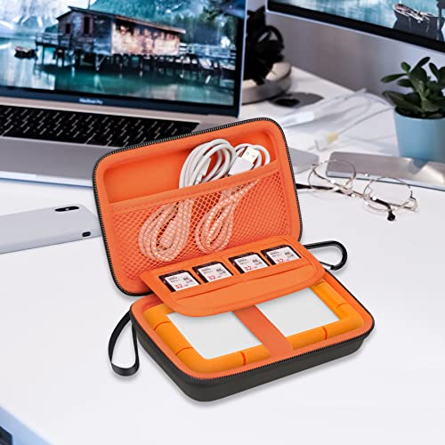 Image of Lacdo Hard Drive Carrying Case for LaCie Rugged /Rugged Mini /Rugged Thunderbolt USB-C External Hard Drive Portable HDD LAC9000298 1TB 2TB 4TB 5TB EVA Shockproof Protective Storage Travel Bag,Orange