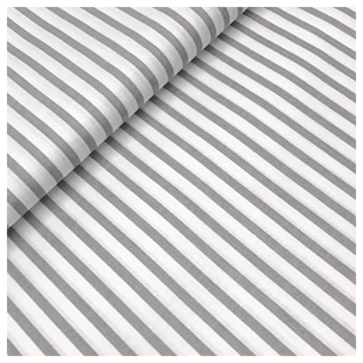 Grands tissus au mètre 3 m x 1,6 m - Certifié Oeko-Tex Standard 100 - Tissus au mètre Tissu coton couture rayures grises et blanches