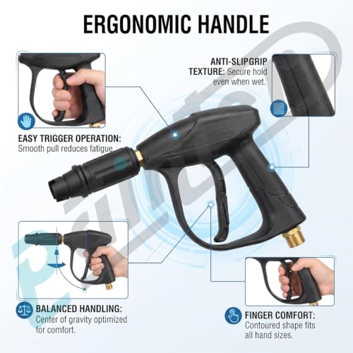 Image of Painter Spray Gun Pressure Water Spray Gun for Car Wash & Floor Cleaning with 15 MPa High Pressure, Adjustable Nozzle, 100% Brass Valve and Adapters, Black, PCG-15
