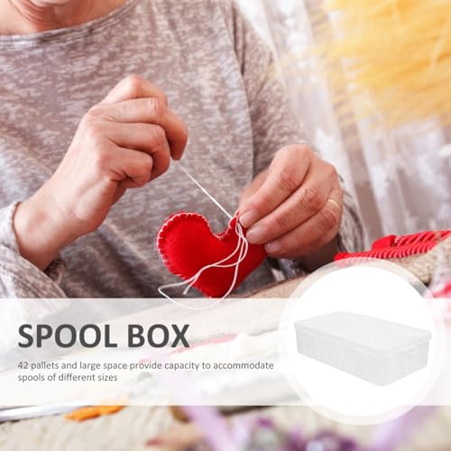Image of NUOBESTY Modern Storage Box, 42 Slots Thread Spools Holder, Clear Plastic Embroidery Thread Organizer, Sewing Thread Container for Arts & Craft, Household Storage Box, 9.16 x 5.23 x 2.48 inches