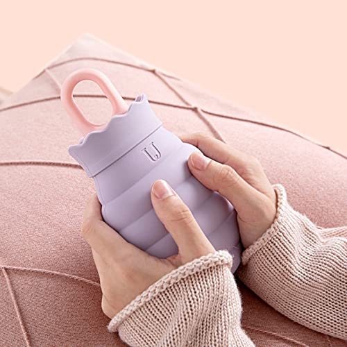 JINGYAN Bolsas de agua caliente 1 PC Bolsa de agua caliente silicona Microondas Vida invierno Gel Mano Botella calor Herramienta Calefacción Botellas gel sílice cubierta punto(Orange)