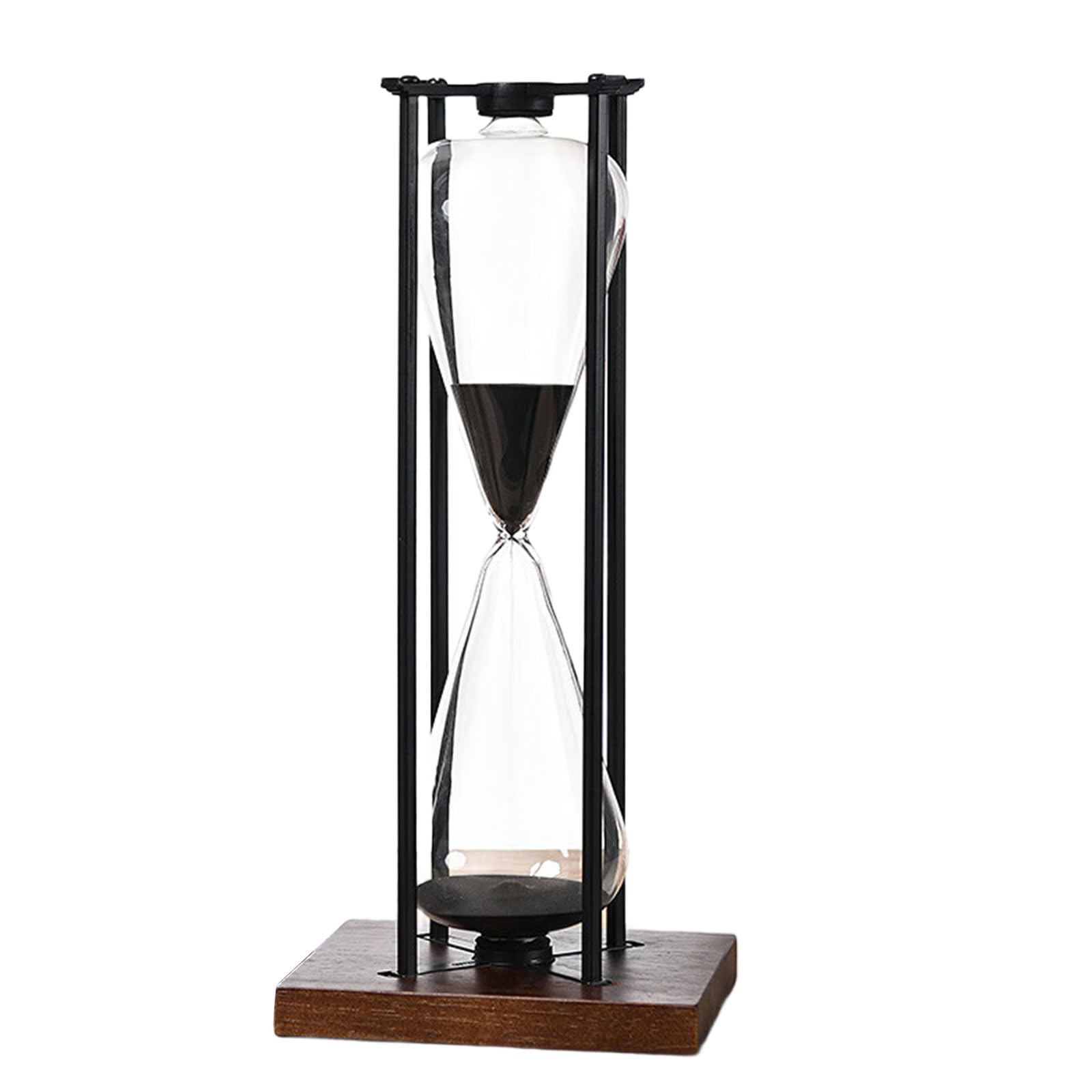 Modern Black or White Sand Timer Sturdy Glass 30 / 60Minutes for Yogas and Cooking Time Management Artistic Desk Accessory