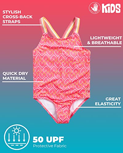 Body Glove Girls One-Piece Swimsuit Bathing Suit Upf 50+ Swimwear (Size 7-12), Size 8, Pink Hearts #TOP1