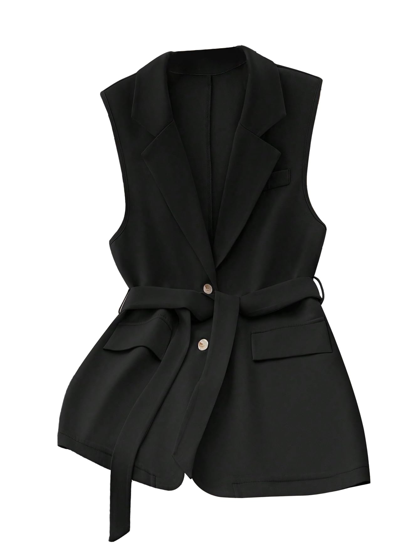 Floerns Womens Elegant Sleeveless Vest Blazer Button Lapel Collar Work Jacket Coat