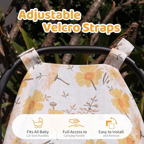 Image of Metplus Car Seat Cover Baby Girl, 100% Muslin Cotton Infant Carseat Covers, Lightweight Breathable Car Seat Canopy, Summer Stroller Sun Shade, Newborn Travel Essentials