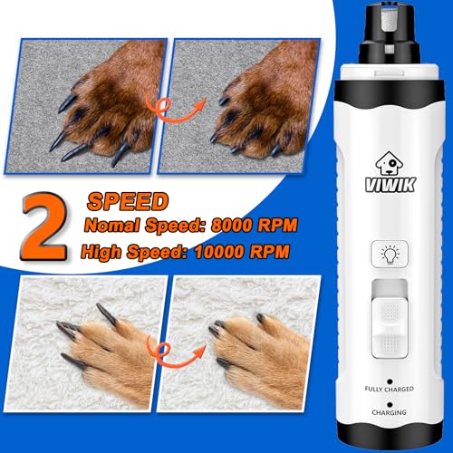 Image of VIWIK Dog Nail Trimmers with Light, Cat Dog Nail Clippers, Dog Nail Grinder Quiet for Large Medium Small Dogs Paw & Cats Claw, Electric 2-Speed Pet Toenail Grooming Supplies, Gifts for Dog Lovers.