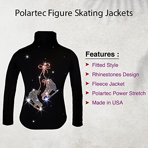 ice fire polartec figure skating jackets with pair of skates rhinestones design