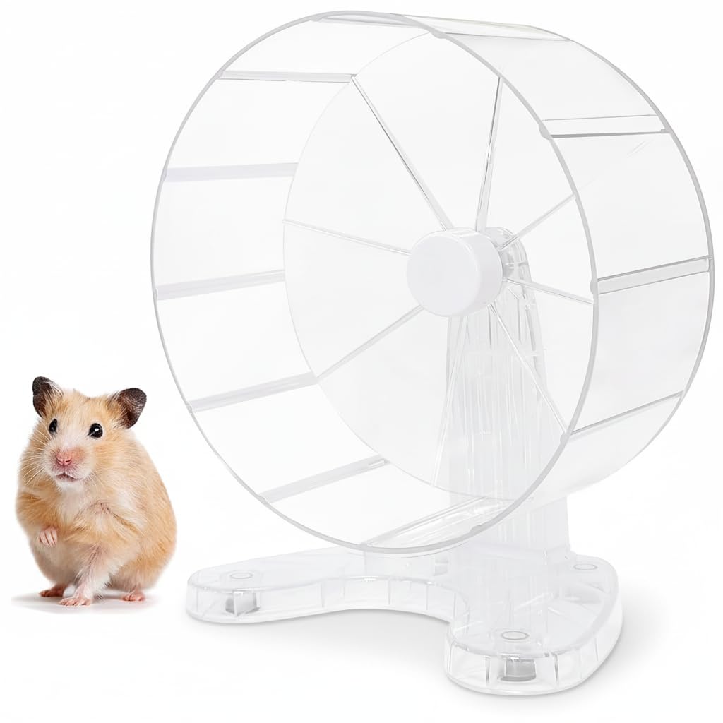 8.7" Super Silent Hamster Wheel for Hamster Exercise Wheel for Gerbil, Syrian & Dwarf, Chinchilla and More Small Anima Running Wheels with Stable Stand, Clear