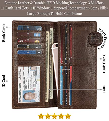 Image of RFID Blocking Mens Genuine leather Bifold Long Wallet