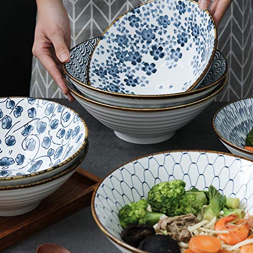 Duża ceramiczna miska ramen, 23 cm, 1500 ml, retro miska do zupy do ramenu, Udon, Soba, Pho i azjatyckiego makaronu - idealna do jadalni i rozrywki