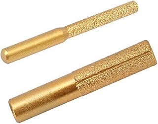 2Pcs Gold Straight Diamond Vacuum Brazing Brazed Router Finger Bit Rotary Drill Tool for Marble and Granite Edge Profiling/Cutting 1/4" 1/2" Shank