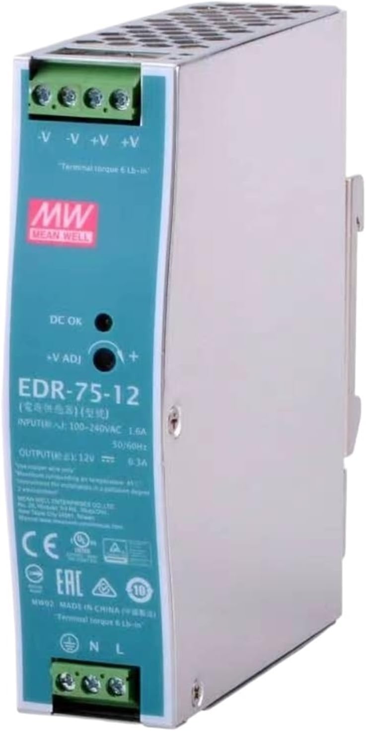 1PCS EDR-75-12 12VDC 6.3A Single Output Industrial DIN Rail Switching Power Supply