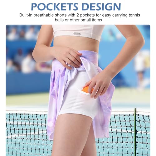 Image of Bezioner Girls Tennis Skirt A-Line Pleated Skirt with Shorts Pocket Uniform Skort for Golf Athletic Cheerleading