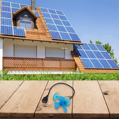 Gettimore Ventilador de turbina eólica para uso en exteriores, carga USB de 5 V con generador eólico, compatible con coches, vehículos eléctricos, bicicletas, color azul