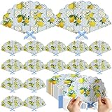 Vercraft 60 Pcs Capri Plastic Hand Fans with Bow Bulk Wedding Favor Fans for Guests Gifts Plastic Capri Lemon Handheld Decorations for Mediterranean Bridal Shower Bridesmaid Party