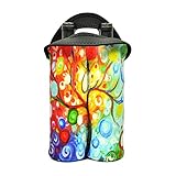 Wine Bags 2 Bottle Insulated Baby Bottle Tote Bags Neoprene Cooler Bag Waterproof Family Travel Party Beer Carrier Handbag Colorful Tree Wine Lover's Gift 22CM×33 CM