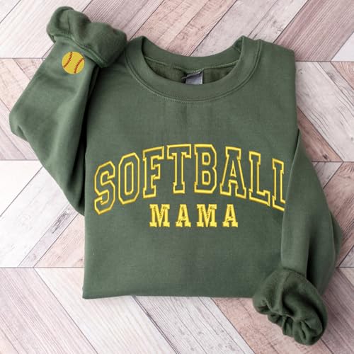 Custom Embroidered Softball Mom Sweatshirt, Personalized Softball Mama Hoodie, Sport Mom Christmas & Mothers Day Gift4