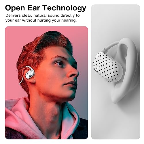 Image of Purity Air Open Ear Headphones - True Air Conduction Wireless Bluetooth Open Ear Earbuds with Dual Mic for iPhone /Android - Secured Long Wearing Comfort, Sports Sweat Resistant (Black dots)