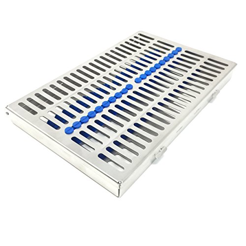 Cynamed Premium Dental Sterilization Cassette, Autoclave Tray, Rack, Box with Lock, 20-Instruments 'Blue' German Stainless CE Anti-Magnetic 304