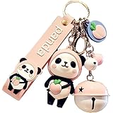 【AIXUAN】ディガールの可愛いPVCパンダキーホルダーアイディアお正月プレゼント動物ペンダント自動車キーペンダントメタルキーホルダー (ピンク)