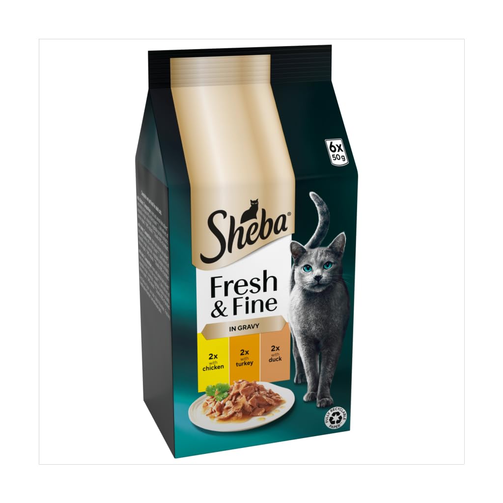 SHEBA Fresh & Fine Cat Pouches with Chicken & Turkey in Gravy 6x50g