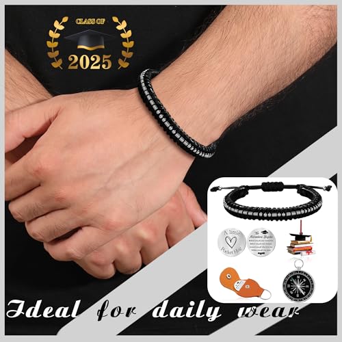 Inspirational Gifts for Men Morse Code Bracelets Mens Bracelets Graduation Gifts for Him Fathers Day Adjustable Leather Bracelet Motivational Birthday Annivesary Jewelry Stocking Stuffers for Men