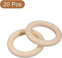 Vista 3 de uxcell 20 anillos de madera natural de 1.969 in (2 pulgadas), círculos de madera lisa sin terminar de 0.315 in de grosor para manualidades, tejer