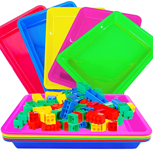 10 Pack Activity Plastic Art Trays,14 * 10 Inch Art Trays for Arts and Crafts,Multicolor Plastic Art Trays for DIY Projects,Beads,Painting,Jewelry