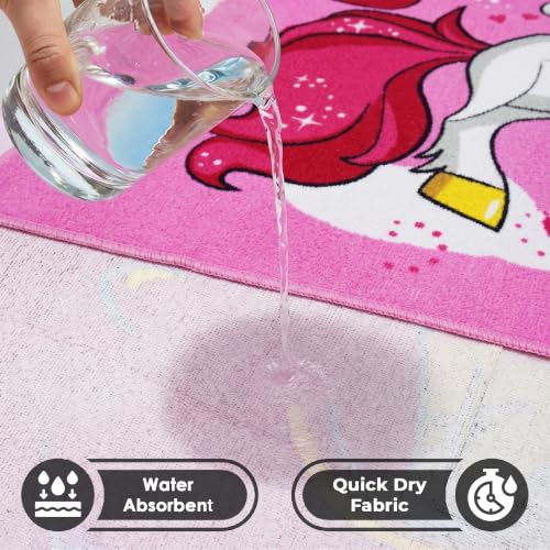 Image of Kids Poncho Towel 120x60 CM, Unicorn, Candy Pink