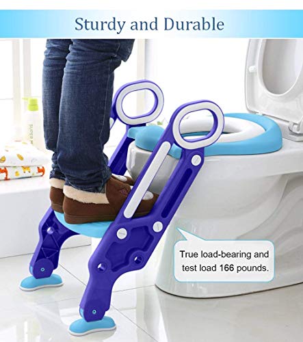 Potty Training Seat Toilet Ladder for Toddler Boys Girls,Adjustable Kids Toilet Training Seat-Blue