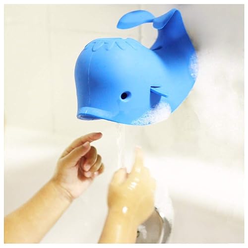 Miniatura 5 de Cubierta de boquilla de grifo azul lindo diseño de ballena, cubierta de silicona suave para bañera de baño para niños pequeños, protección contra