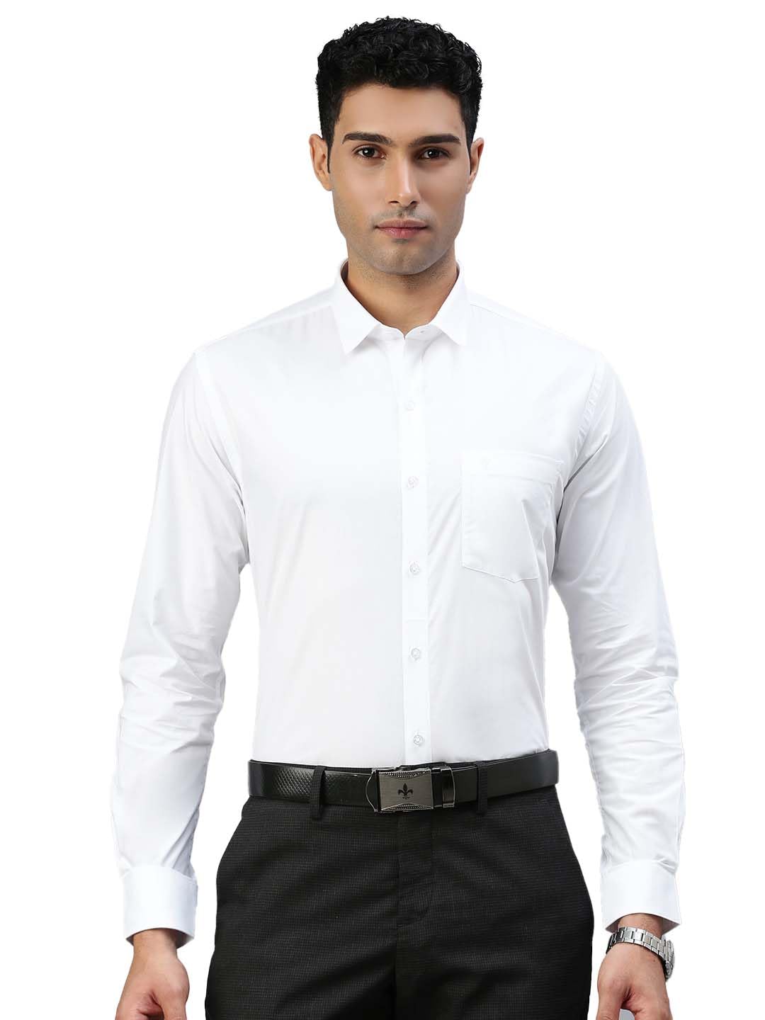 Men White Solid Ethnic Cotton Shirt | Regular Fit Traditional & Casual Wear