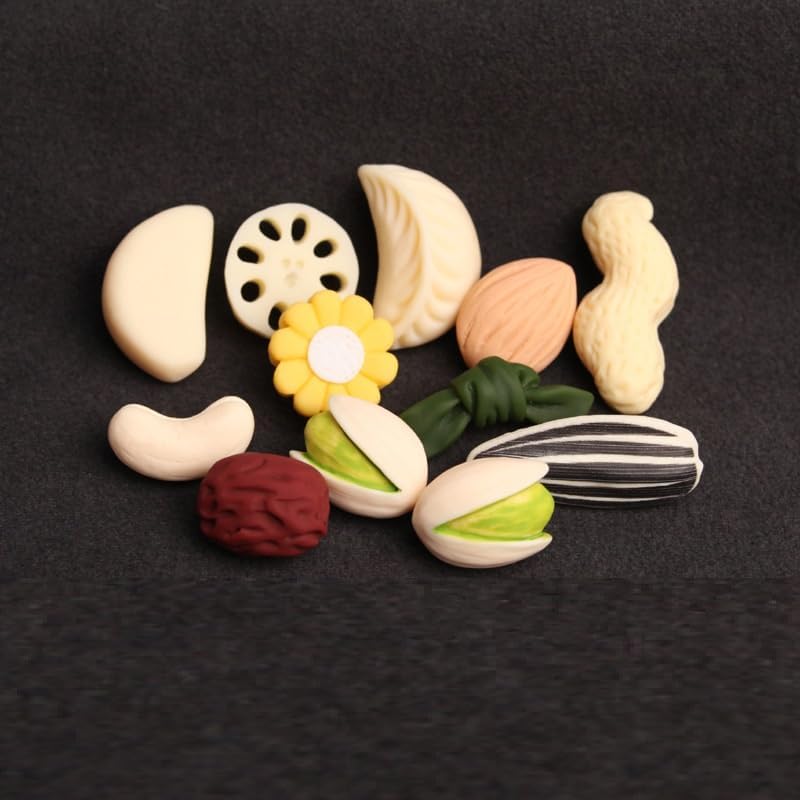 6PCS Mini Simulation Food Brooch，Interesting Nut Brooch，Pistachio Peanut Melon Seed Brooch Badge Clothing Bag Accessories image 4
