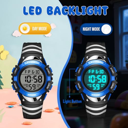 Kids Watch for 3-12 Year Old Boys Girls, Digital Watch for Kids Sport Outdoor Multifunctional Waterproof Watches with Alarm/LED Light/Stopwatch/Calendar Boys Wristwatch for Student, Kids Gift3