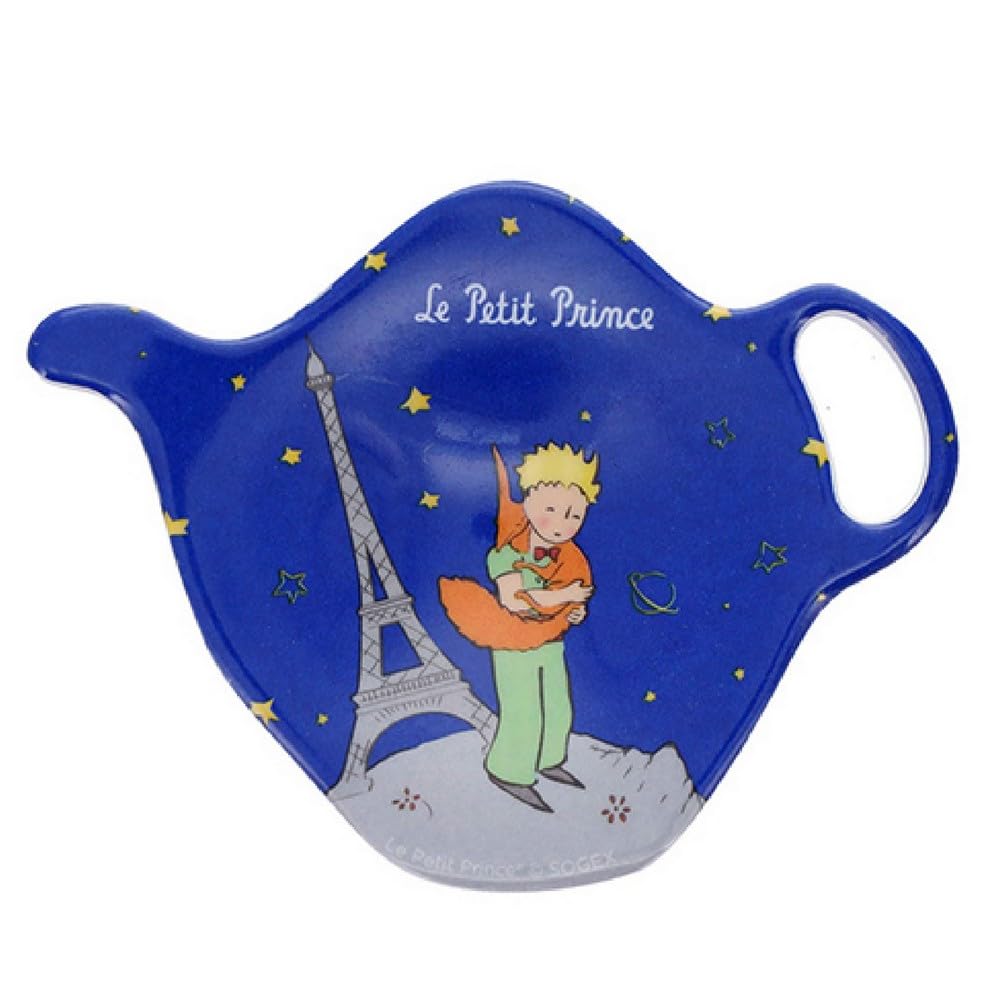 Tea Bag Rest – Little Prince affectionately squeezing his fox near the Eiffel Tower of Paris – quality melamine