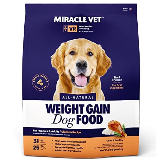 Miracle Vet 8-in-1 High Calorie Weight Gain Dog Food 20 lbs - 600 kcal Per Cup - 31% Protein - Vet Approved Adult and Puppy Food - All-Natural Quality Ingredients - for Delicate Digestion