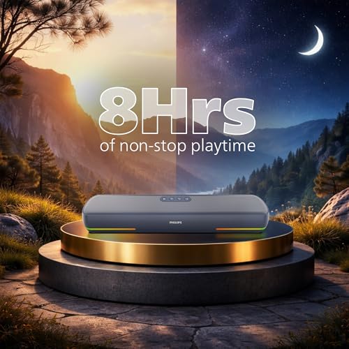 Image of Philips TAB4120BL /94 Wireless Bluetooth Soundbar, 20W, 8H Playtime, Bluetooth 5.1, TWS Mode, RGB Light, LED Indicator, Built-in Mic, Voice Assistant, AUX /USB /TF Card Input, USB-C Charging (Sky Blue)