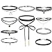 Maggie 10 PCS Choker Necklace with Pendant for Women Girls, Black Classic Velvet Stretch Gothic Tattoo Lace
