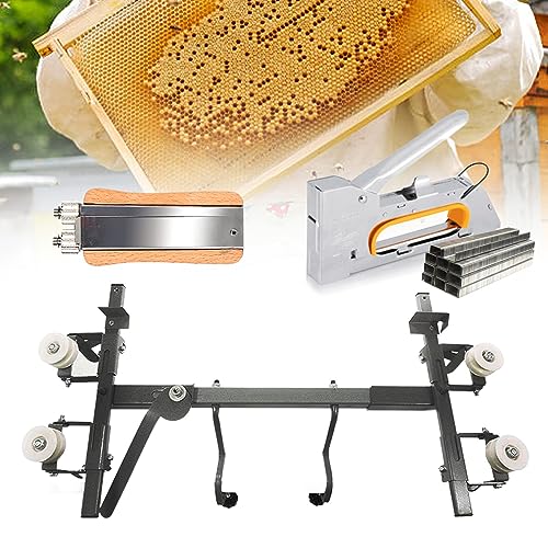 json2xml Beekeeping Equipment Set - Includes Honey Frame Fixture Tool+ Manual Wood Nail Gun+Wire Tensioner,Beehive Nest Frame Pull Wire Kit - Bee Frame Threading For Efficient Beekeeping
