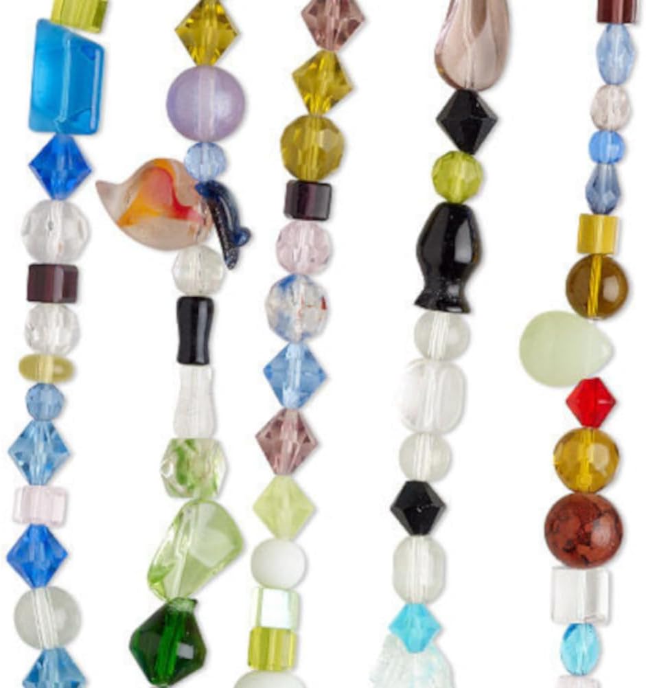 Glass Bead Strands in Bulk Bohemian Mixed Beads - 25 Strands - Variety of Fancy Glass Beads - Lampwork Millefiori Faceted Cats Eye - 8 Inch Strands (25)