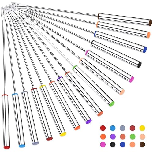 Catálogo de Tenedores para queso Top 5. 44 15 barras de fondue de acero inoxidable de 9.6 pulgadas con mango resistente al calor para carne asada, chocolate, postre, queso, malvaviscos