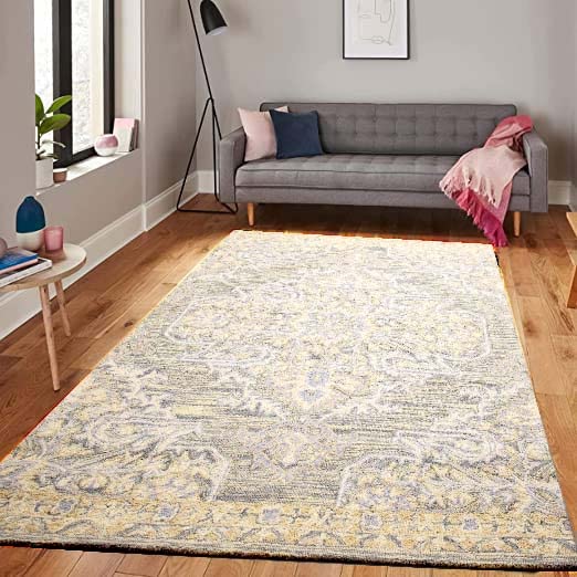 Buy (AK Carpets) Handmade Wool & Blend Carpet for Living Room Home