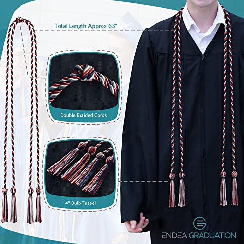 Image of Endea Graduation Double Honor Cord Three-Color (Navy Blue /Red /White)