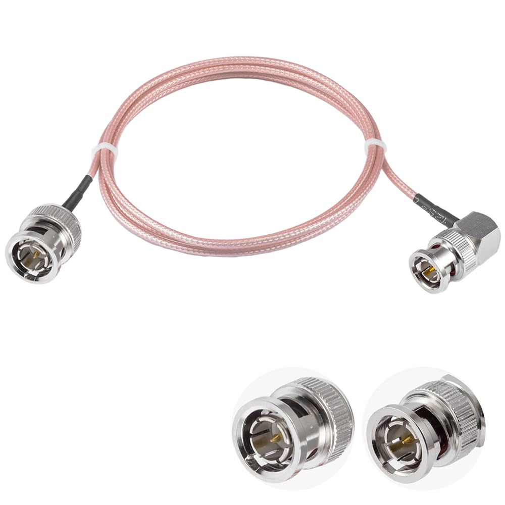 Vecys BNC Male to BNC Male Right Angle Cable 75ohm BNC Male to Male Right Angle HD-SDI RG179 RF Coaxial Pigtail Jumper Cable 3ft/1m for VCR Camera Marine CB Radio CCTV Monitor
