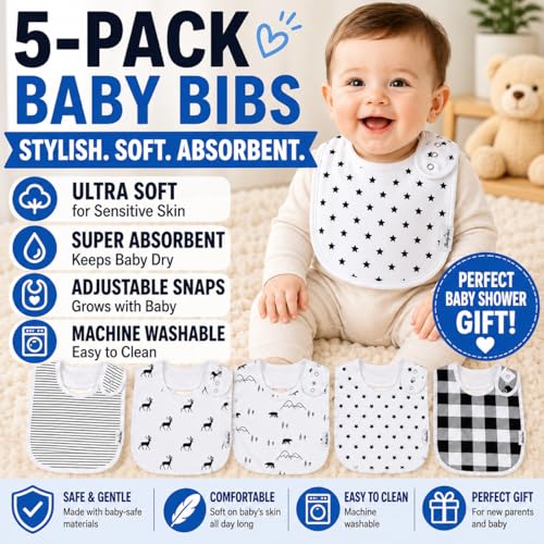 Image of KiddyStar Premium Organic Cotton Bibs for Drooling & Teething Babies