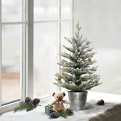Puleo International 1832-STF20LW035-BO Pre-Lit 2' Flocked Table Top Artificial Christmas Tree thumb #2