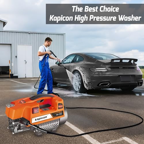 Image of KP-10 High Pressure Washer for Car & Bike | 2000W Copper Motor, 140 Bar Pressure, 7L /Min Flow, 8M Hose, Foam Cannon | Portable Electric Pressure Washer for Home Cleaning (Orange)