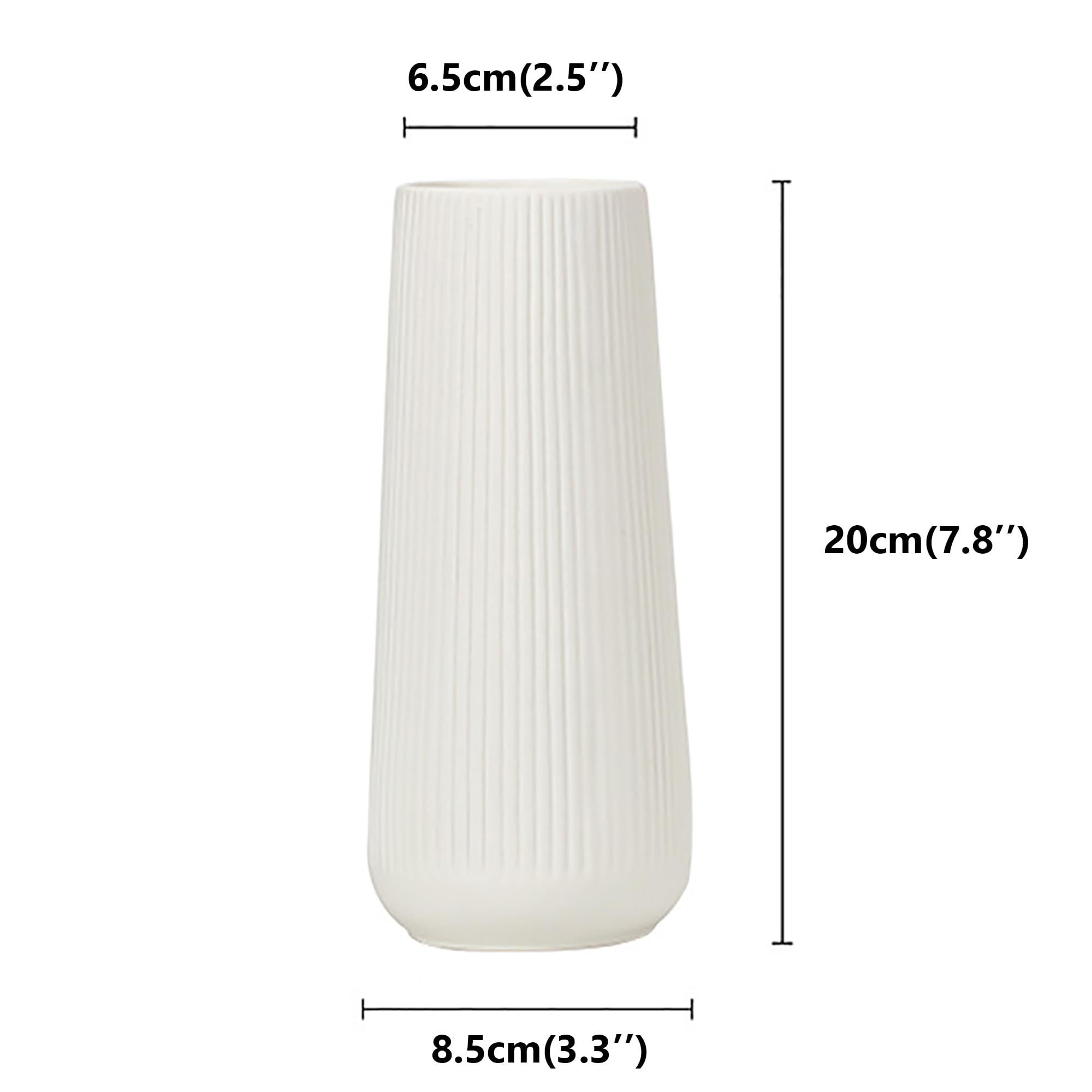 Jarrón de cerámica para flores, jarrón de cerámica acanalado blanco para decoración del hogar, jarrón minimalista nórdico para hierba de pampas, jarrones de flores para cocina, sala de estar 3