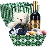 12 Pcs Green Shamrock Gift Basket 9.8 x 6.5 Inch Small Basket for Gift Empty St Patrick's Day Basket with Handle Bulk Gift Basket Market Tray Favor for St. Patrick's Easter Graduation Birthday Wedding