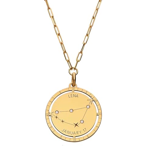OAK & LUNA - Personalized Engraved Constellation Necklace with Diamond - Designer Gift for Her, Women, Mom - Custom Dainty Jewelry for Christmas, Mother's Day, Birthday